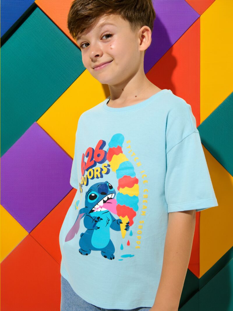 Tricou Stitch - turcoaz-pal preţ