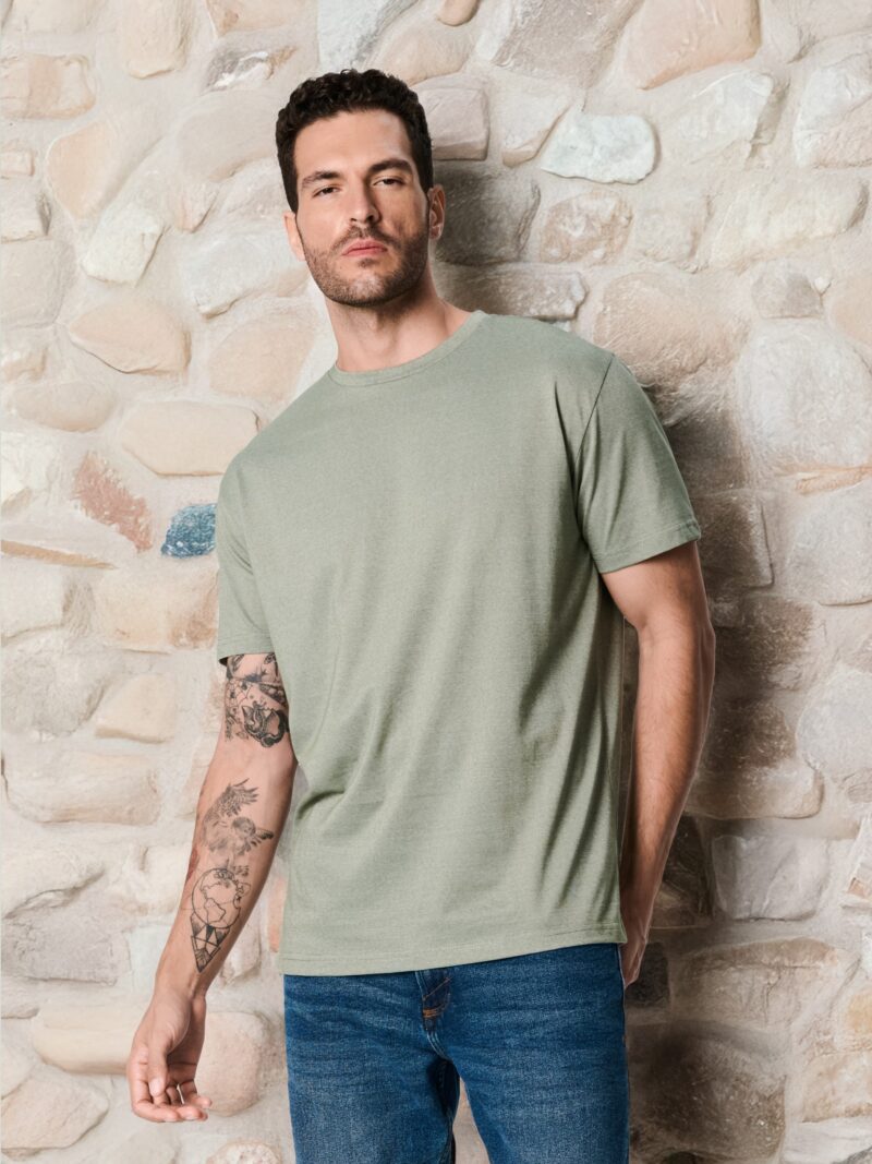 Tricou basic - verde-prăfuit preţ