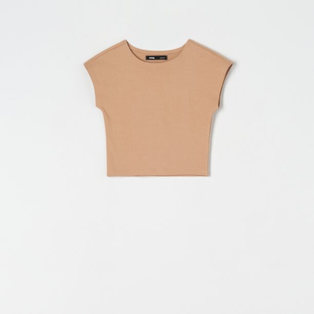 Cumpăra Tricou crop top - galben-pal