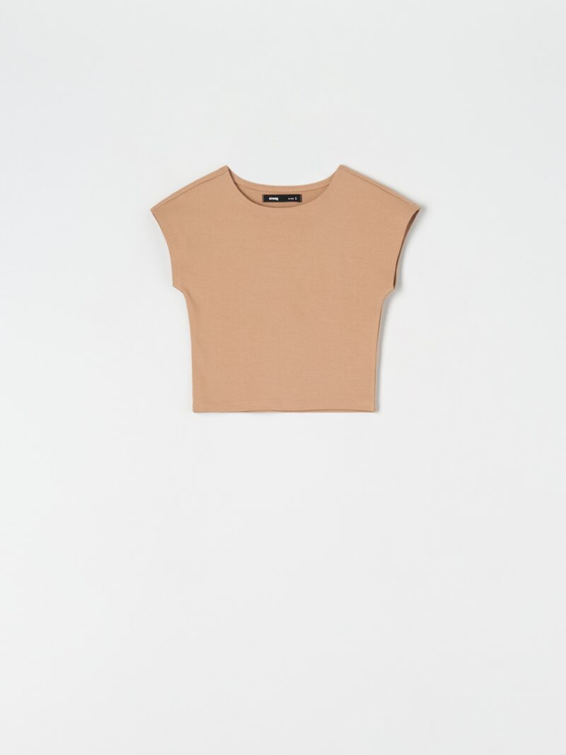 Cumpăra Tricou crop top - galben-pal