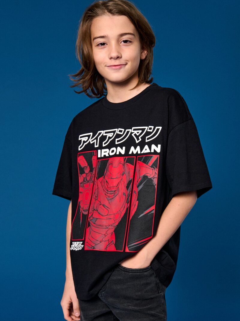 Tricou cu imprimeu Marvel - negru preţ