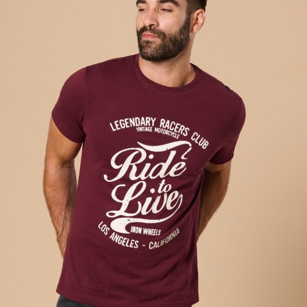 Tricou cu imprimeu - bordo preţ