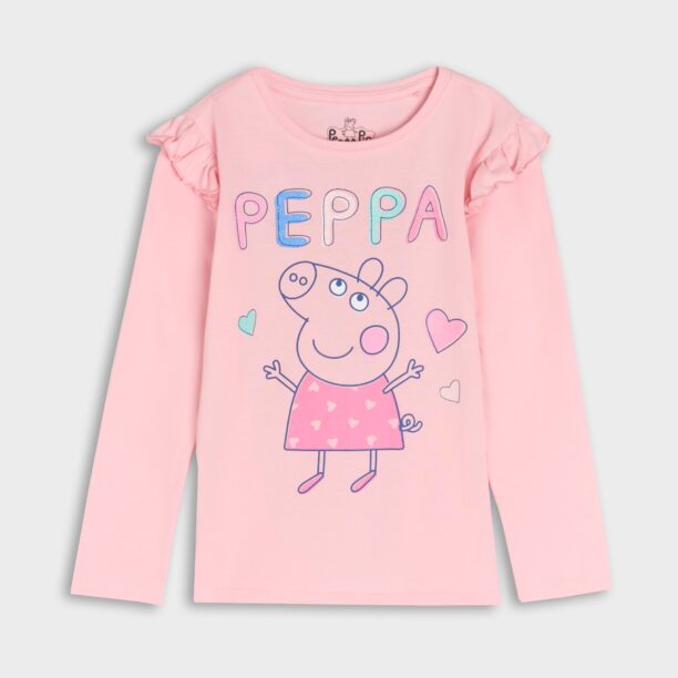 Tricou cu mânecă lungă Pepe Pig - roz-pastel preţ