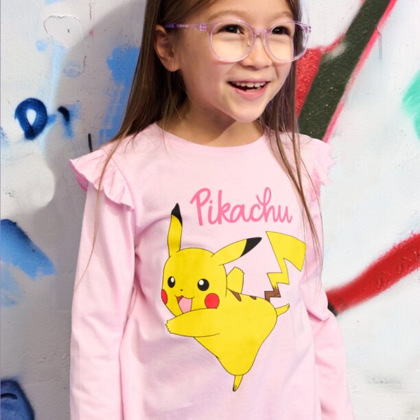 Tricou cu mânecă lungă Pokemon - roz-pastel preţ