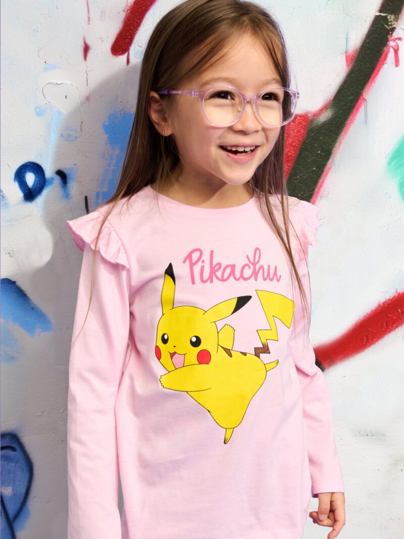 Tricou cu mânecă lungă Pokemon - roz-pastel preţ