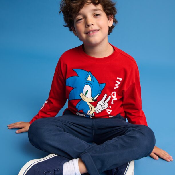 Preţ Tricou cu mânecă lungă SONIC THE HEDGEHOG - roșu