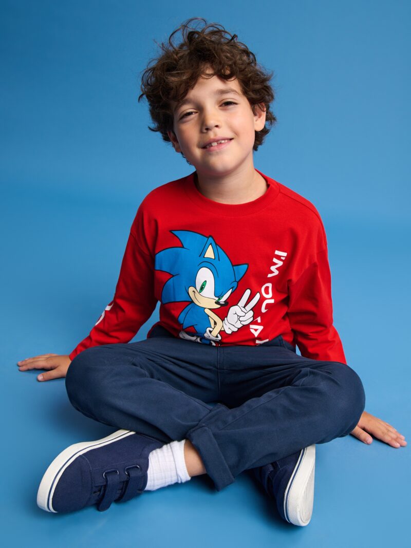 Preţ Tricou cu mânecă lungă SONIC THE HEDGEHOG - roșu