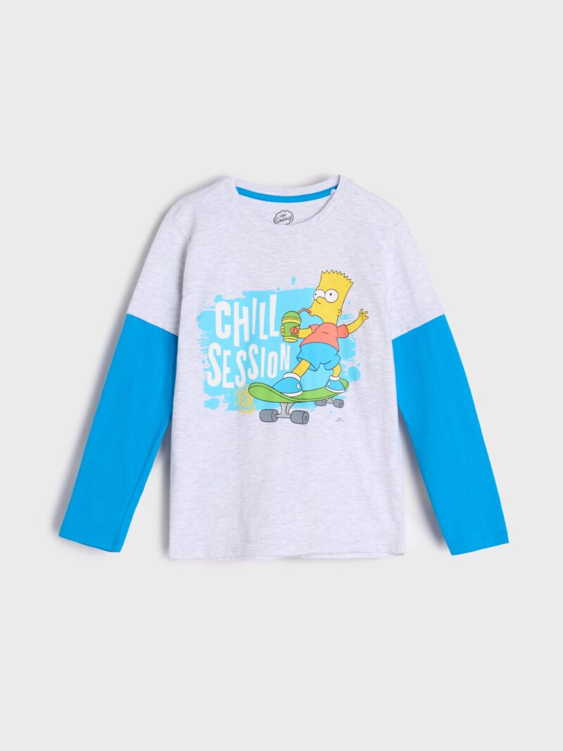 Tricou cu mânecă lungă The Simpsons - gri deschis preţ