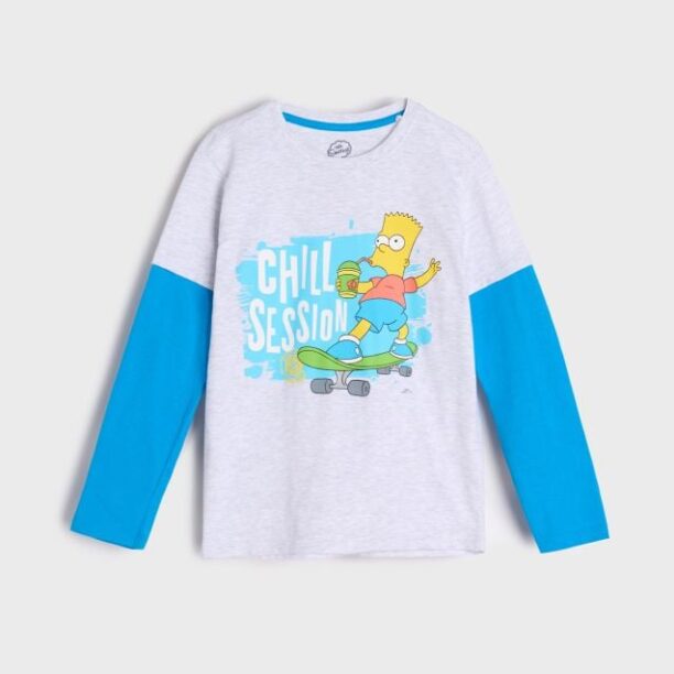 Tricou cu mânecă lungă The Simpsons - gri deschis