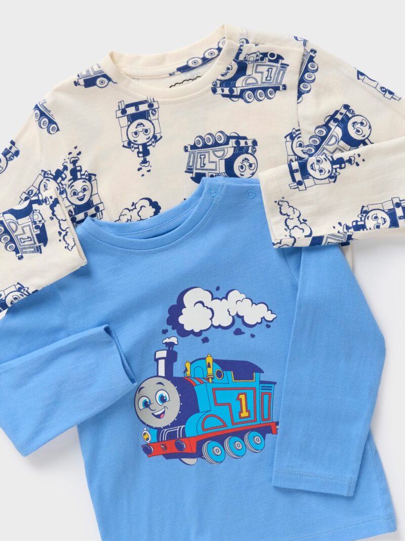 Original Tricou cu mânecă lungă Thomas & Friends 2 pack - light blue