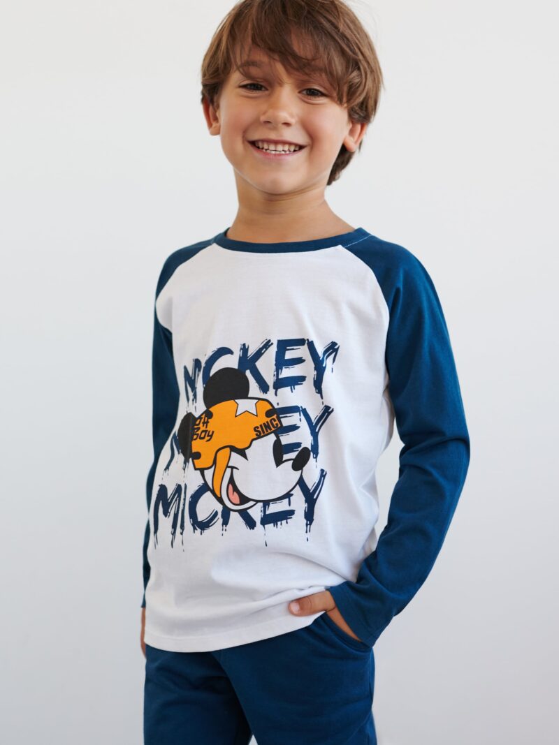 Tricou mânecă lungă Mickey Mouse - alb preţ