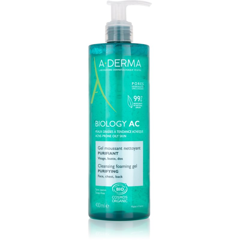 A-Derma Biology AC gel spumant de curatare pentru ten gras și mixt 400 ml