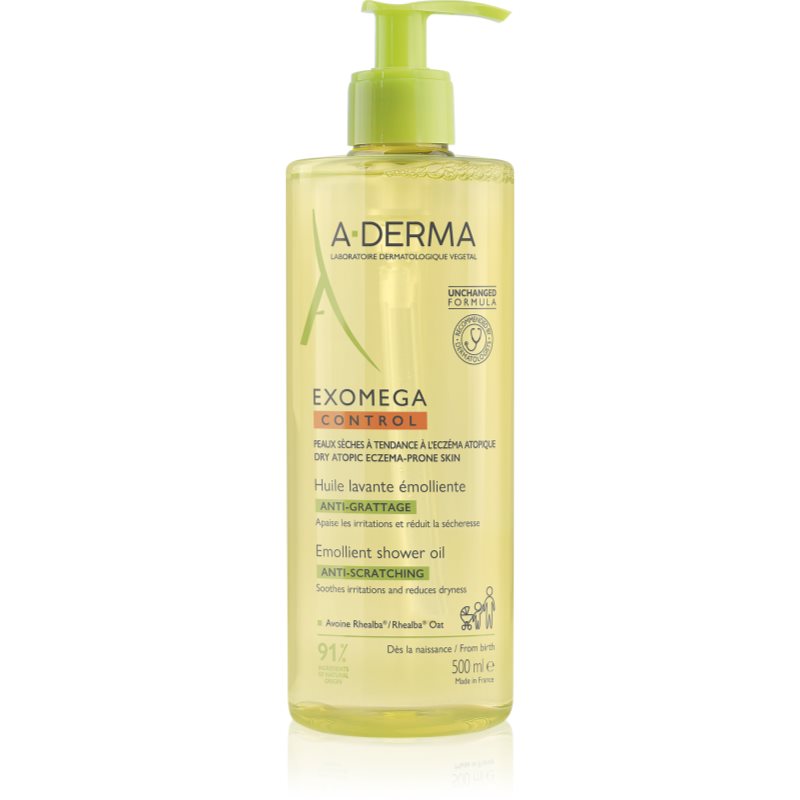 A-Derma Exomega Control Emollient shower oil ulei de duș emolient pentru piele uscata spre atopica 500 ml preţ