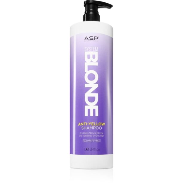 ASP System Blonde Anti-Yellow sampon pentru stralucire pentru părul blond şi gri 1000 ml