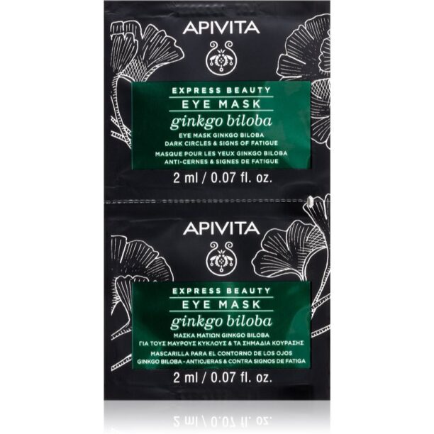 Apivita Express Beauty Eye Mask Gingko Biloba masca pentru ochi împotriva ridurilor și a cearcănelor întunecate 2 x 2 ml preţ