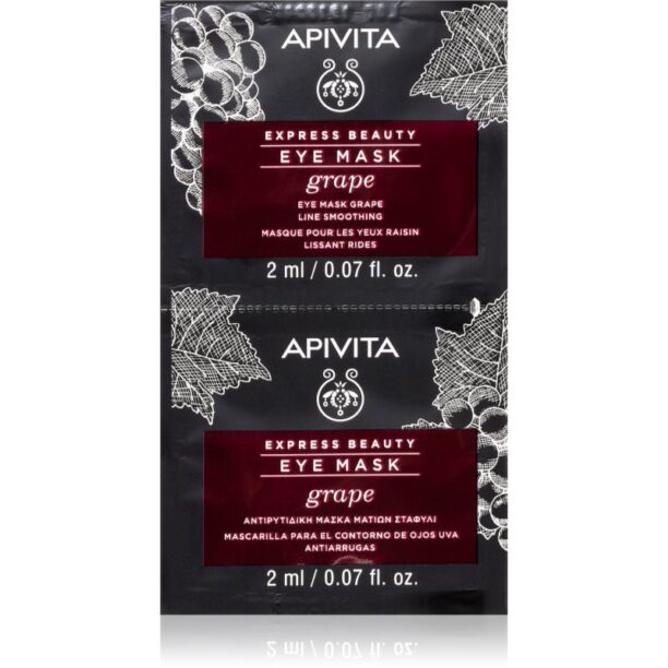 Apivita Express Beauty Line Smoothing Eye Mask Grape masca pentru ochi cu efect de netezire 2 x 2 ml preţ