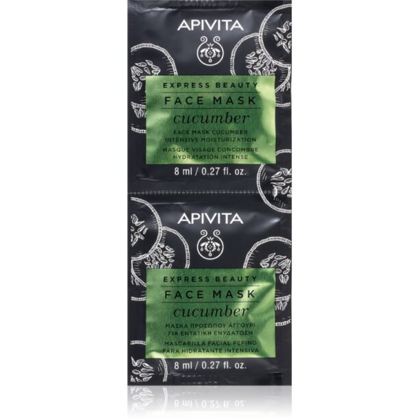 Apivita Express Beauty Moisturizing Face Mask Cucumber mască facială intens hidratantă 2 x 8 ml preţ