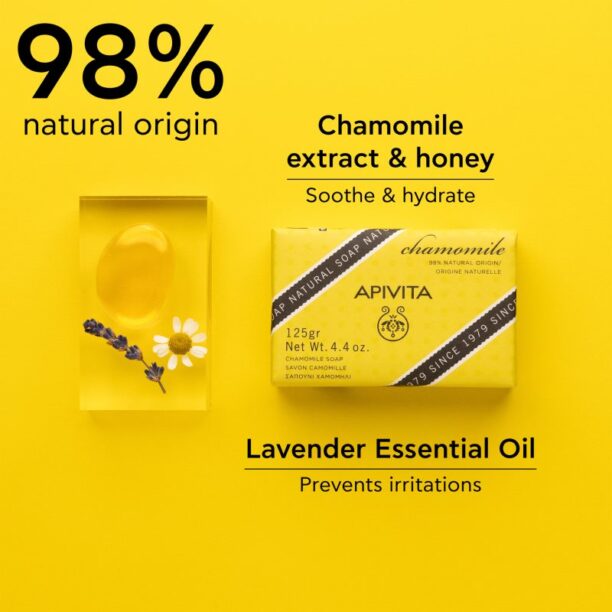 Original Apivita Natural Soap Chamomile săpun solid pentru curățare 125 g