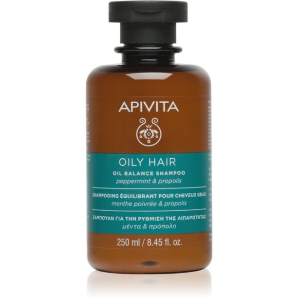 Apivita Oily Hair Oil Balance Shampoo sampon pentru curatarea profunda a scalpului seboreic pentru intarire si stralucire 250 ml