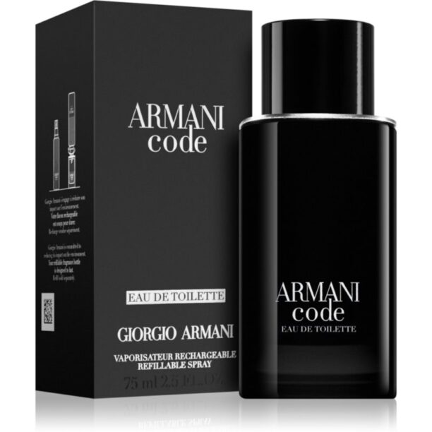 Cumpăra Armani Code Eau de Toilette reincarcabil pentru bărbați 75 ml