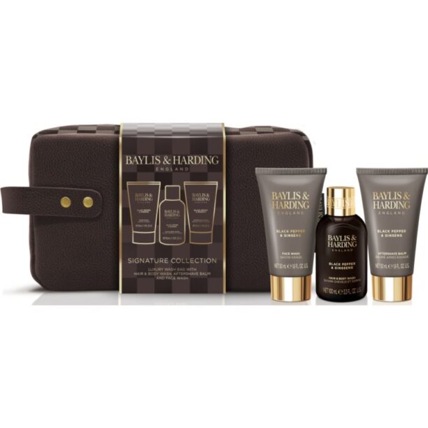 Baylis & Harding Black Pepper & Ginseng set cadou geanta de cosmetice pentru bărbați preţ