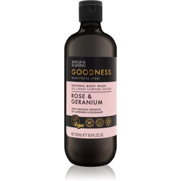 Baylis & Harding Goodness Rose & Geranium gel de duș cu arome florale 500 ml preţ