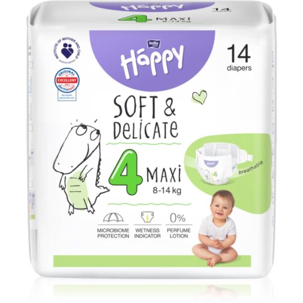 Bella Baby Happy Soft&Delicate Size 4 Maxi scutece de unică folosință 8-14 kg 14 buc preţ