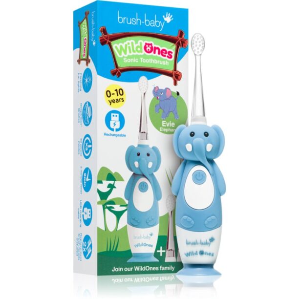 Cumpăra Brush Baby WildOnes WildOne periuta de dinti electrica + 2 capete de schimb pentru copii Elephant 1 buc