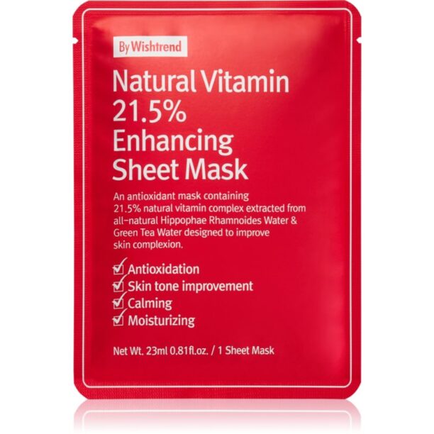 By Wishtrend Natural Vitamin mască textilă fortifiantă 23 ml