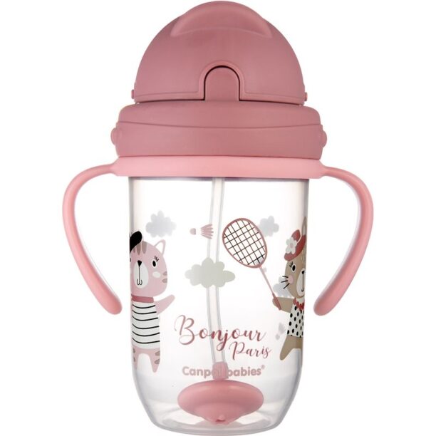 Canpol babies Bonjour Paris Cup ceasca cu pai Pink 270 ml preţ