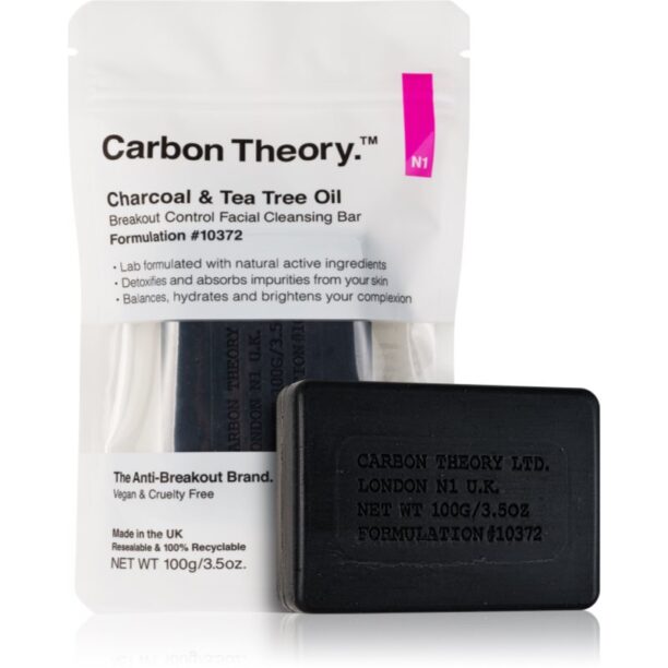 Carbon Theory Charcoal & Tea Tree Oil săpun solid pentru curățare pentru netezirea pielii 100 g preţ