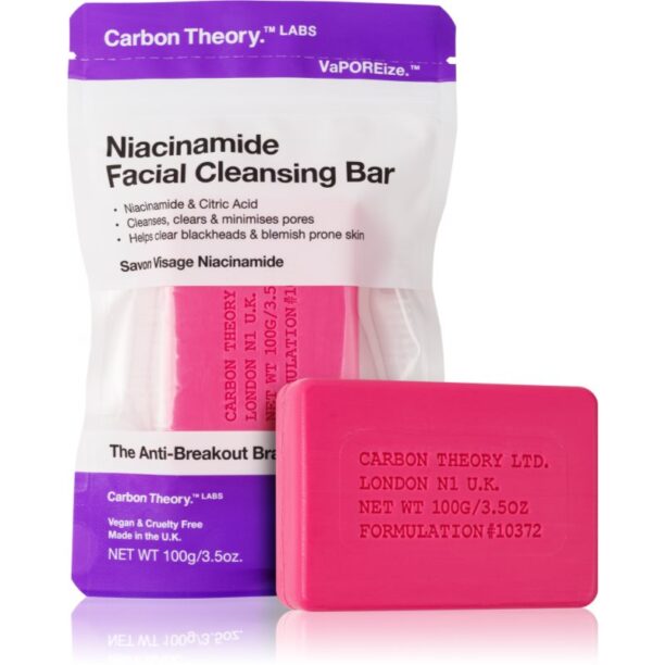 Carbon Theory Facial Cleansing Bar Niacinamide sapun pentru curatarea fetei Pink 100 g preţ