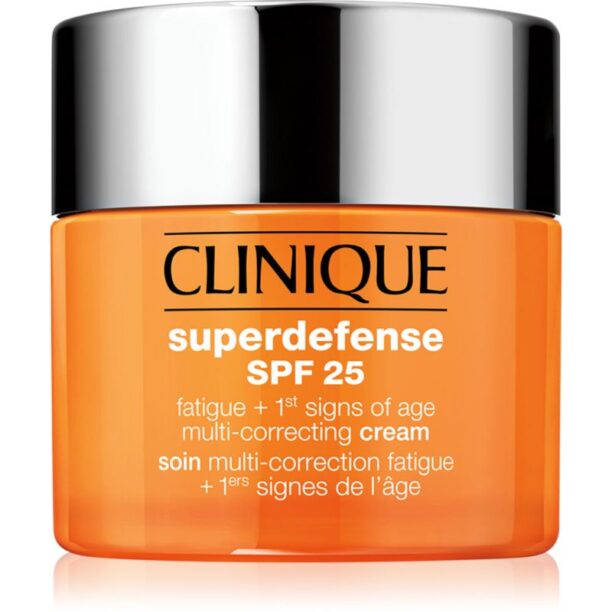 Clinique Superdefense™ SPF 25 Fatigue + 1st Signs Of Age Multi-Correcting Cream Crema impotriva primelor semne de imbatranire ten uscat si mixt SPF 25 preţ