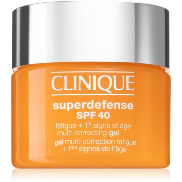 Clinique Superdefense™ SPF 40 Fatigue + 1st Signs of Age Multi Correcting Gel gel hidratant impotriva primelor semne de imbatranire ale pielii SPF 40 preţ