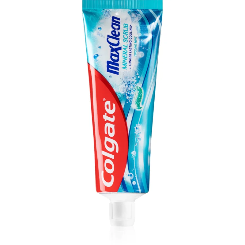 Colgate Max Clean Mineral Scrub Pasta de dinti cu gel pentru o respirație proaspătă Tingling Mint 75 ml preţ