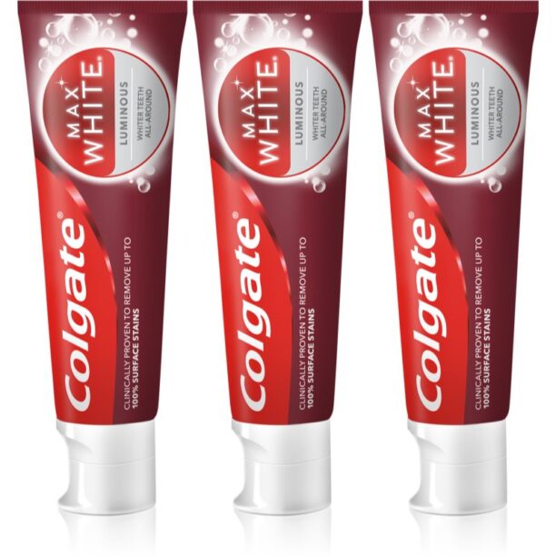 Colgate Max White Luminous pastă de dinți pentru dinti albi si stralucitori 3 x 75 ml