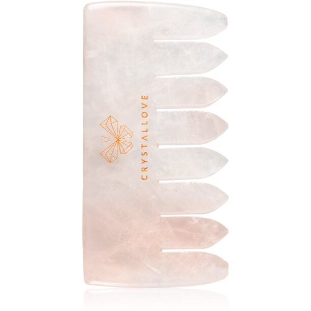 Crystallove Rose Quartz Comb accesoriu de masaj de par si de corp