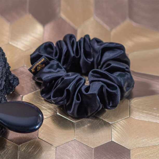 Crystallove Silk Scrunchie elastic pentru păr din mătase Black 1 buc preţ