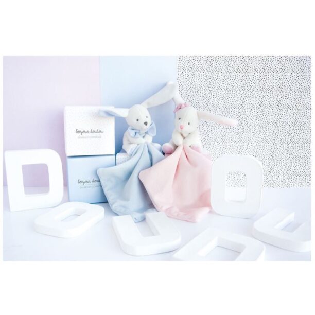 Preţ Doudou Gift Set Blue Rabbit set cadou pentru nou-nascuti si copii 1 buc