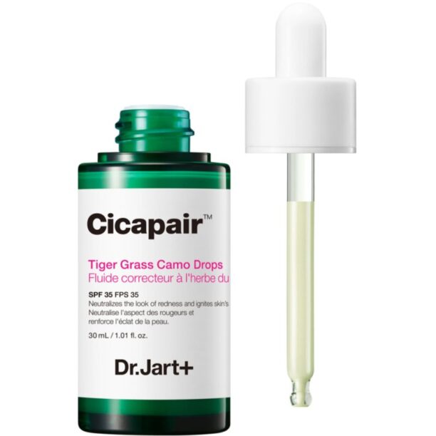 Original Dr. Jart+ Cicapair™ Tiger Grass Camo Drops SPF 35 Fluid nuantator cu textura usoara 30 ml