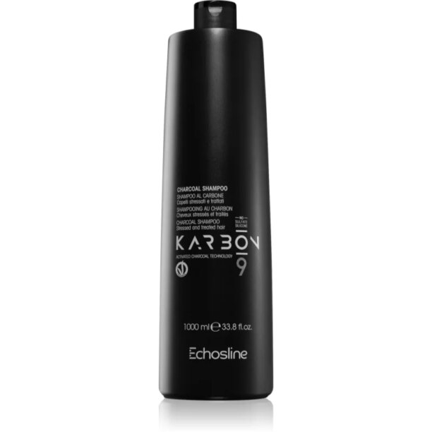 Echosline CHARCOAL Karbon 9 șampon cu ingrediente active de cărbune pentru par degradat sau tratat chimic 1000 ml