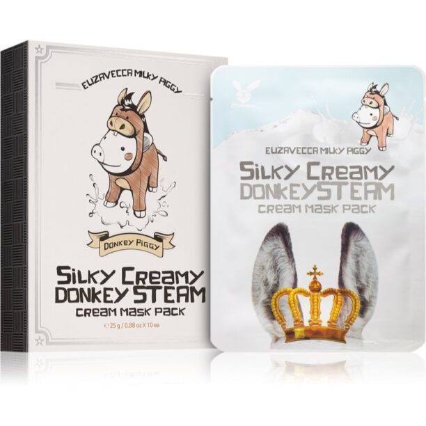 Elizavecca Milky Piggy Silky Creamy Donkey Steam Mask set de măști textile nutritie si hidratare 10x25 ml preţ