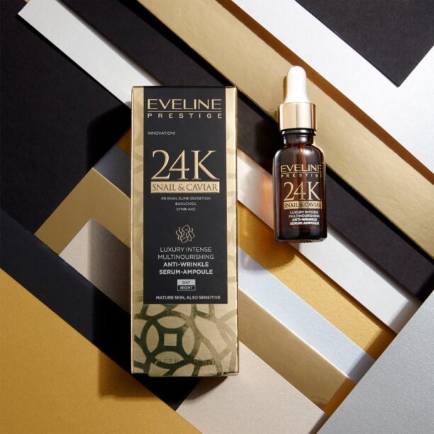 Cumpăra Eveline Cosmetics 24K Snail & Caviar ser antirid extract de melc 18 ml