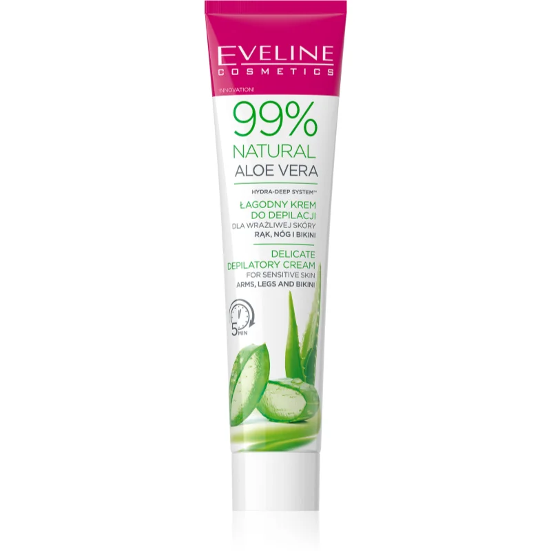 Eveline Cosmetics 99% Natural Aloe Vera crema calmanta pentru indepartarea parului linia inghinala si axile 125 ml