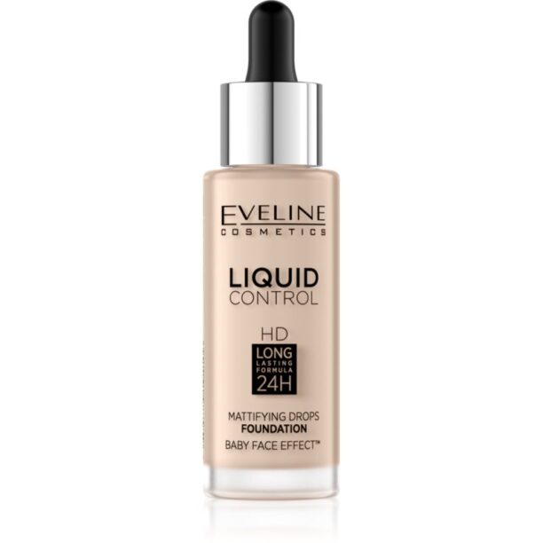 Eveline Cosmetics Liquid Control fond de ten lichid pipeta culoare 010 Light Beige 32 ml preţ