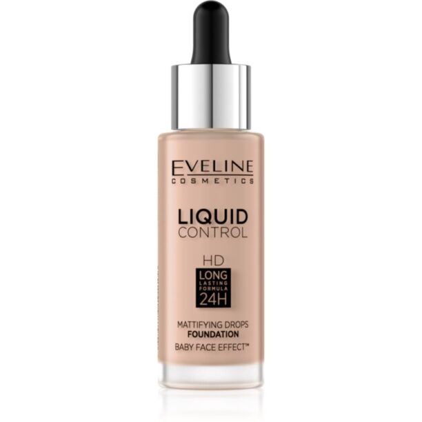 Eveline Cosmetics Liquid Control fond de ten lichid pipeta culoare 025 Light Rose 32 ml preţ