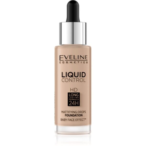 Eveline Cosmetics Liquid Control fond de ten lichid pipeta culoare 035 Natural Beige 32 ml preţ