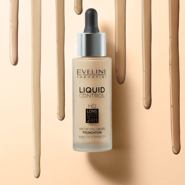 Eveline Cosmetics Liquid Control fond de ten lichid  pipeta culoare 040 Warm Beige 32 ml preţ