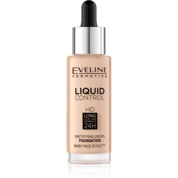 Eveline Cosmetics Liquid Control fond de ten lichid  pipeta culoare 040 Warm Beige 32 ml