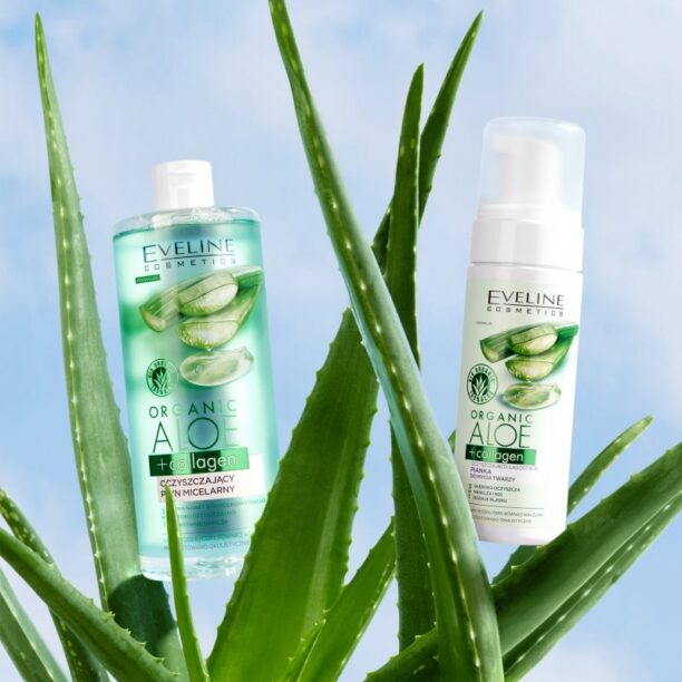 Cumpăra Eveline Cosmetics Organic Aloe+Collagen apa pentru curatare cu particule micele 500 ml